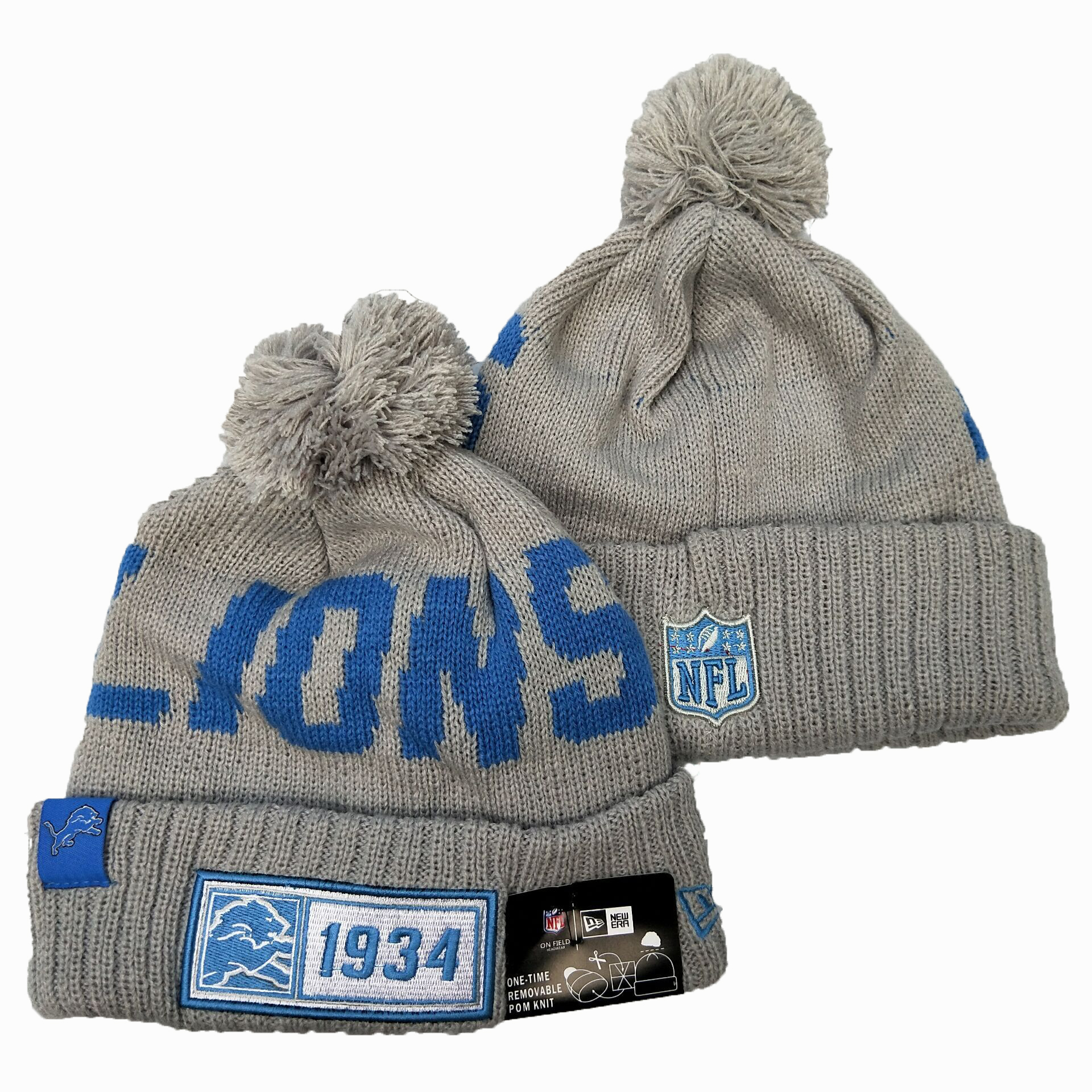 NFL Detroit Lions New Era 2019 Sideline Road Reverse Sport Knit Hats 017