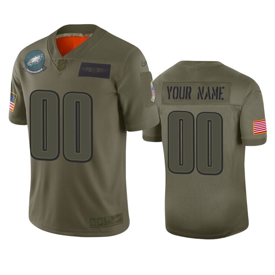 Men's Philadelphia Eagles Customized 2019 Camo Salute To Service NFL Stitched Limited Jersey (Check description if you want Women or Youth size)