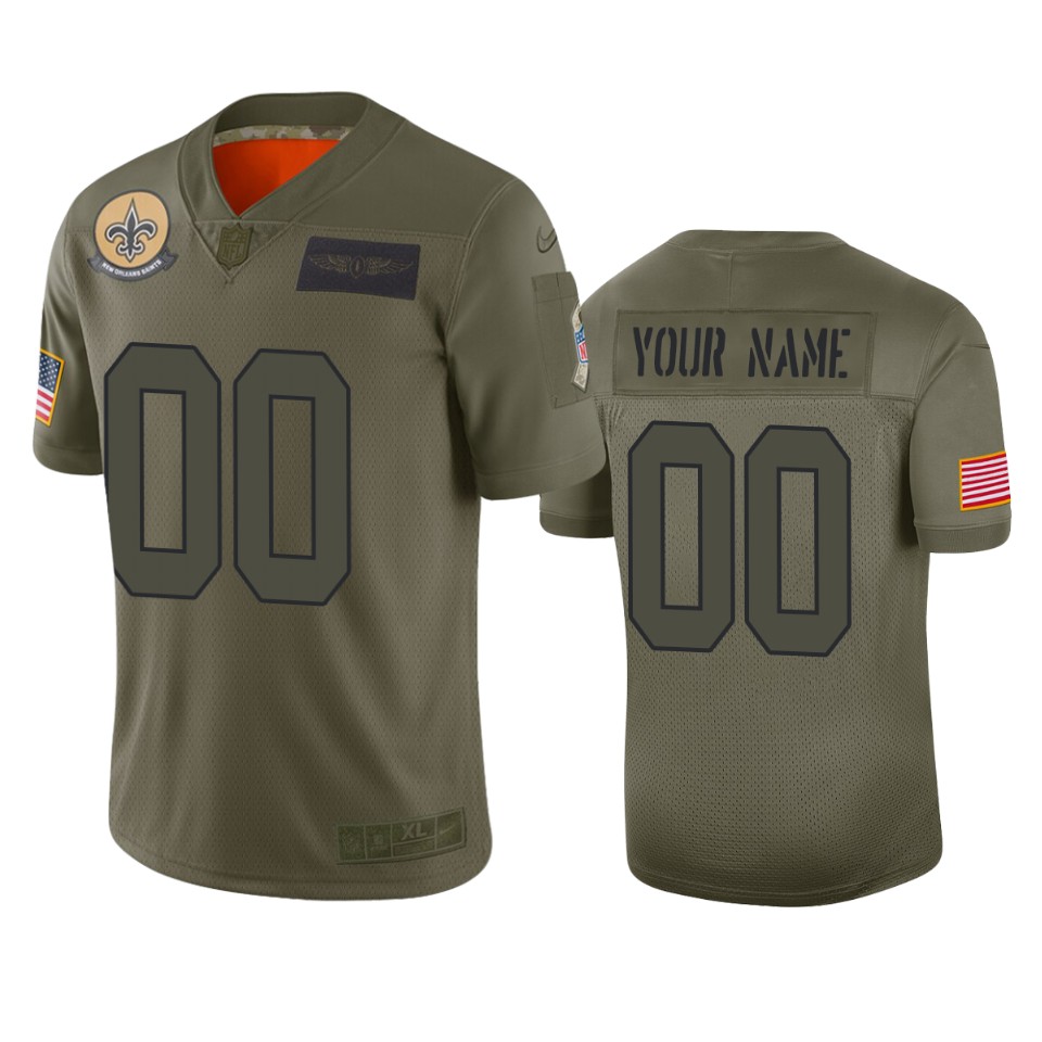 Men's New Orleans Saints Customized 2019 Camo Salute To Service NFL Stitched Limited Jersey (Check description if you want Women or Youth size)