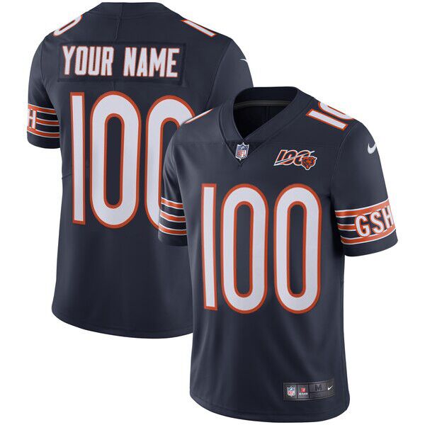 Men's Chicago Bears Customized 100th season Blue Limited Stitched NFL ...