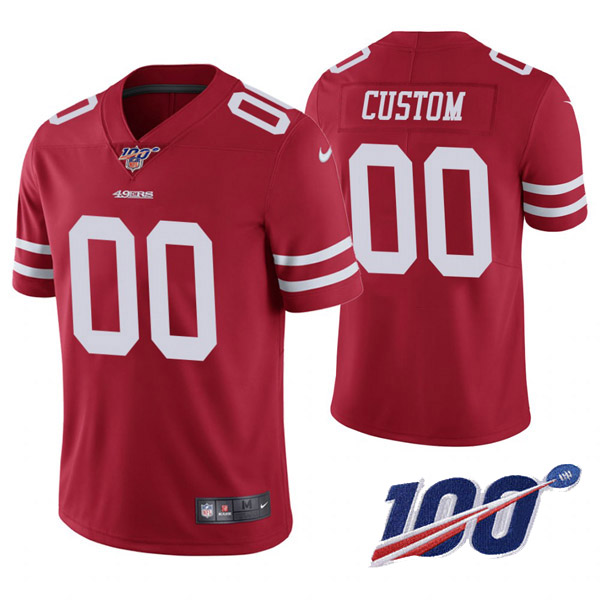 Men's 49ers ACTIVE PLAYER Red 2019 100th Season Vapor Untouchable Limited Stitched NFL Jersey.