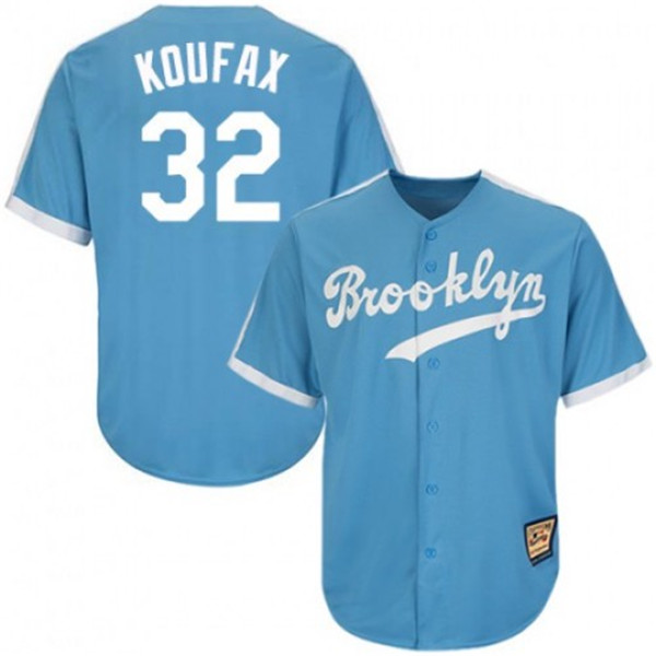 Men's Los Angeles Dodgers #32 Sandy Koufax Blue Throwback Cool Base Stitched MLB Jersey