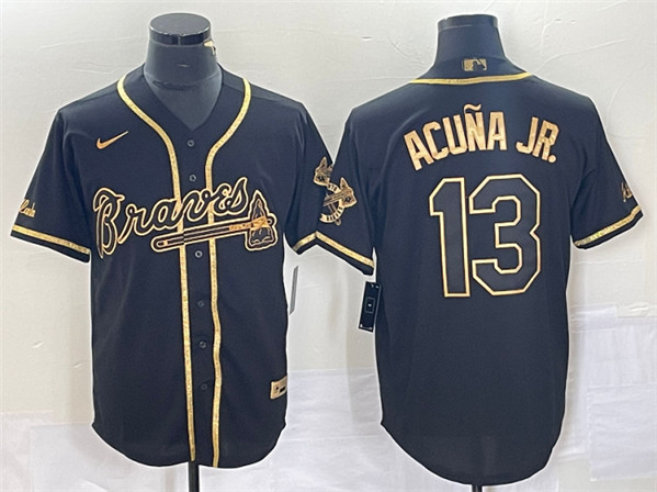 Men's Braves Black 2019 Golden Edition Ronald Acuna Jr. Flex Base Jersey