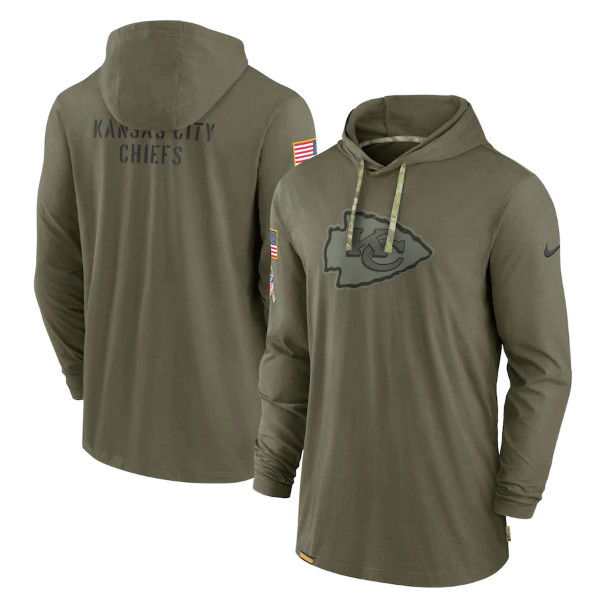 Men's Kansas City Chiefs 2022 Olive Salute to Service Tonal Pullover ...