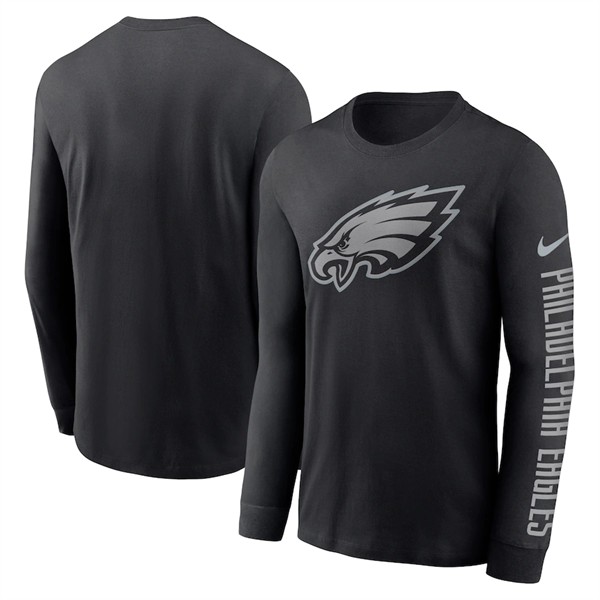 Men's Philadelphia Eagles Black Long Sleeve T-Shirt [NFL_Eagles ...