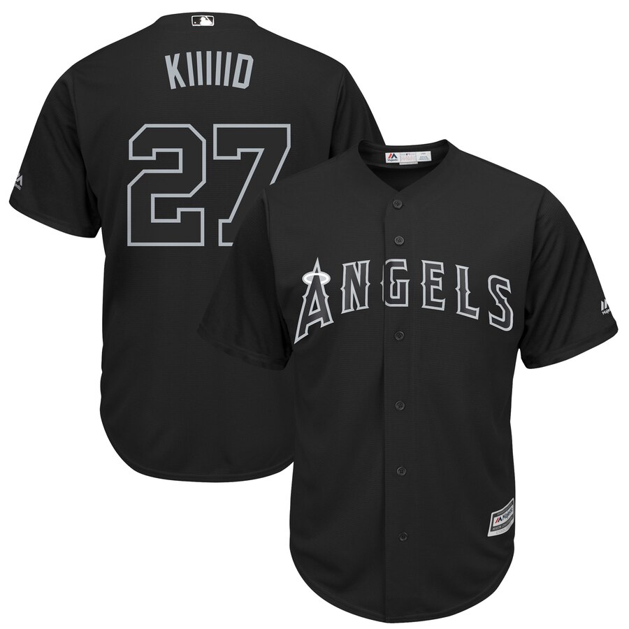 Men's Los Angeles Angels #27 Mike Trout "Kiiiiid" 2019 Players' Weekend Player Stitched MLB Jersey