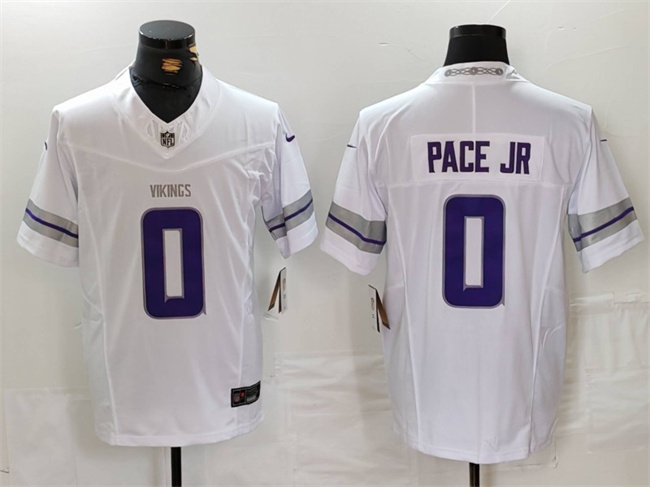Men's Minnesota Vikings #0 Ivan Pace Jr. White 2024 F.U.S.E. Winter Warrior Limited Football Stitched Jersey