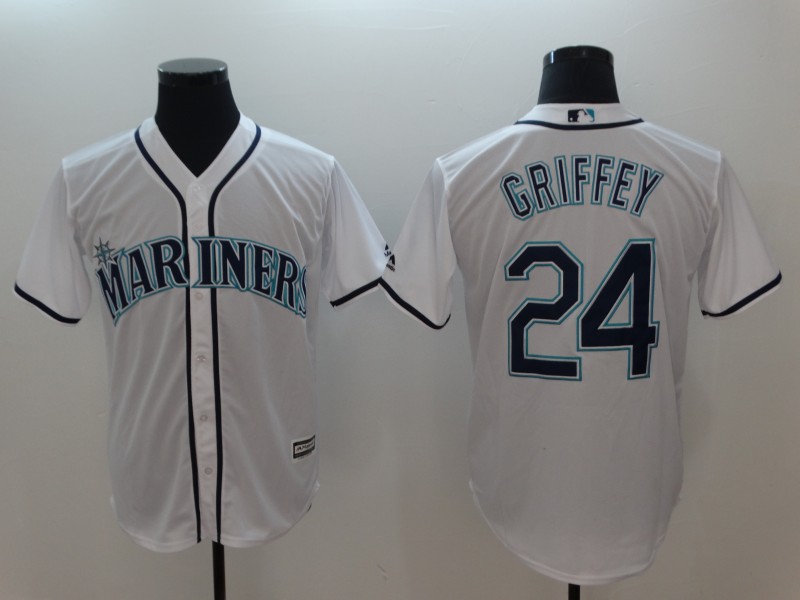Men's MLB Seattle Mariners #24 Ken Griffey Jr. White Alternate Cool Base Stitched MLB Jersey