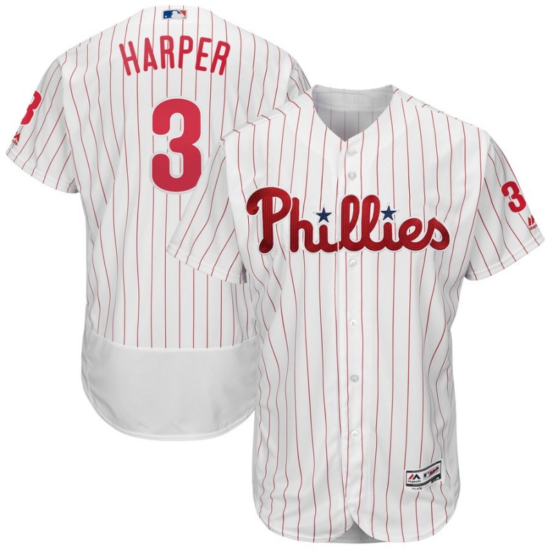 Men's Philadelphia Phillies #3 Bryce Harper Majestic White Flexbase Stitched MLB Jersey