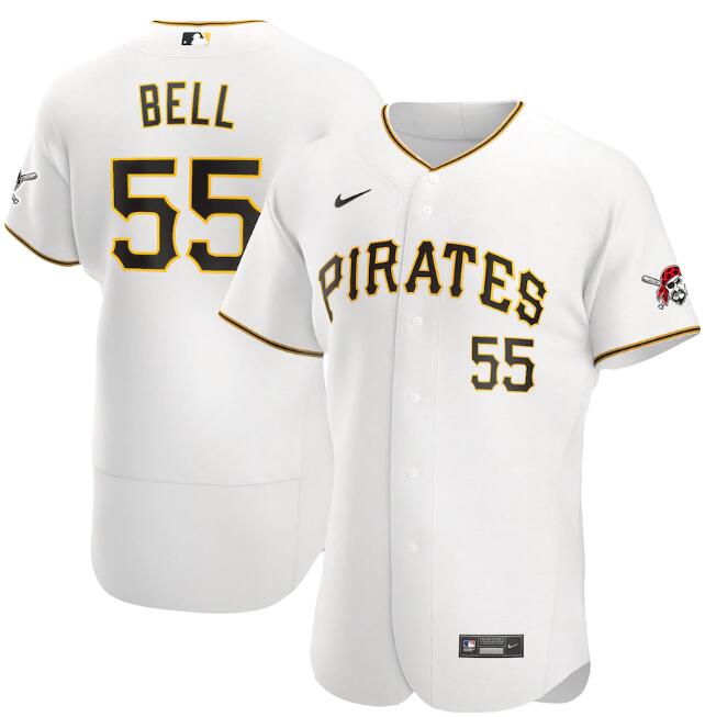 Men's Pittsburgh Pirates White #55 Josh Bell Flex Base Stitched MLB Jersey