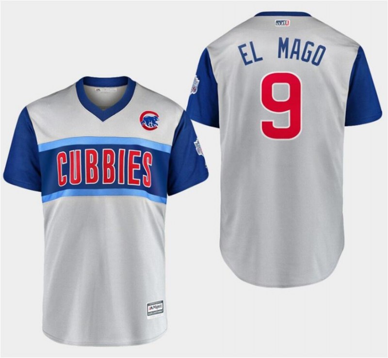 Men's Chicago Cubs #9 Javier Baez "El Mago" Majestic Gray 2019 MLB Little League Classic Stitched MLB Jersey
