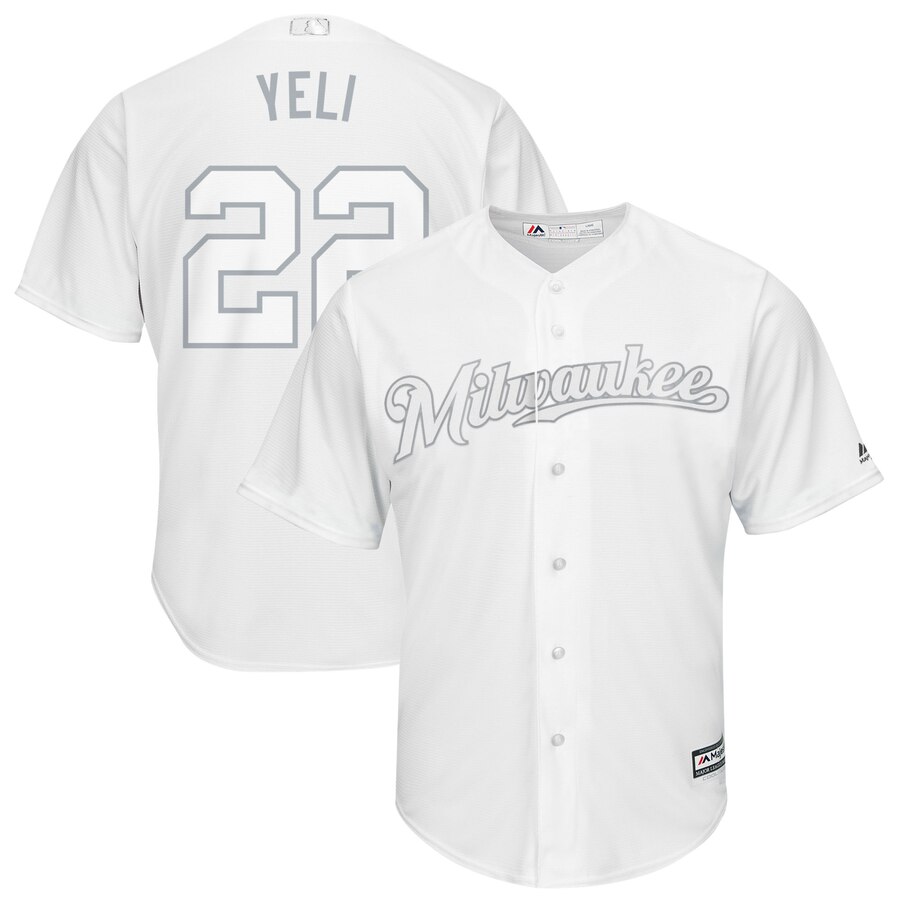 Men's Milwaukee Brewers #22 Christian Yelich Majestic White 2019 Players' Weekend Pick-A-Player Stitched MLB Jersey