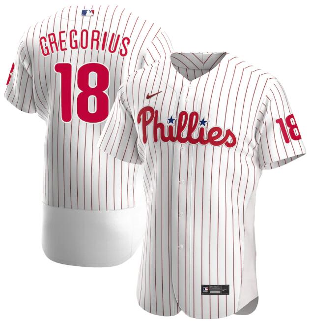 Men's Philadelphia Phillies White#18 Didi Gregorius Flex Base Stitched MLB Jersey