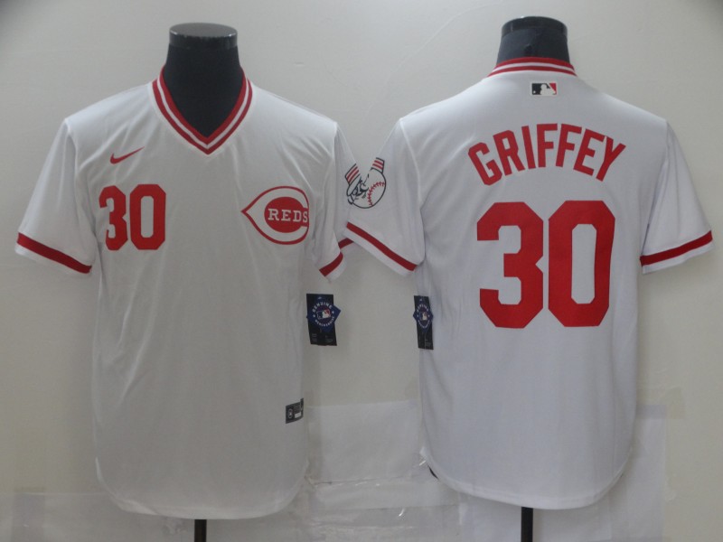 Men's Cincinnati Reds #30 Ken Griffey White Cool Base Stitched MLB Jersey
