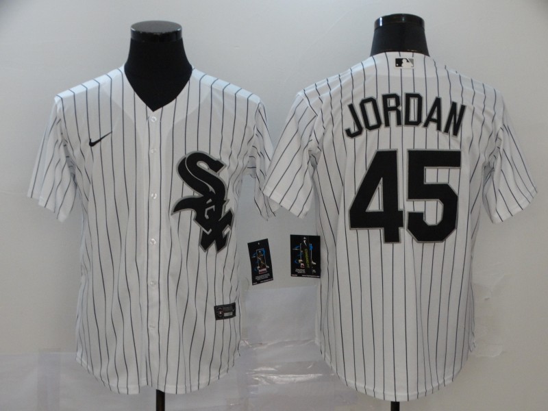Men's Chicago White Sox Blank #45 Michael Jordan White Cool Base Stitched MLB Jersey