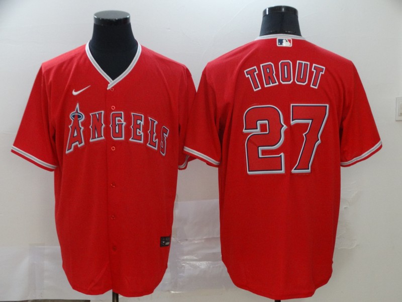 Men's Los Angeles Angels #27 Mike Trout 2020 Red Cool Base Stitched MLB Jersey