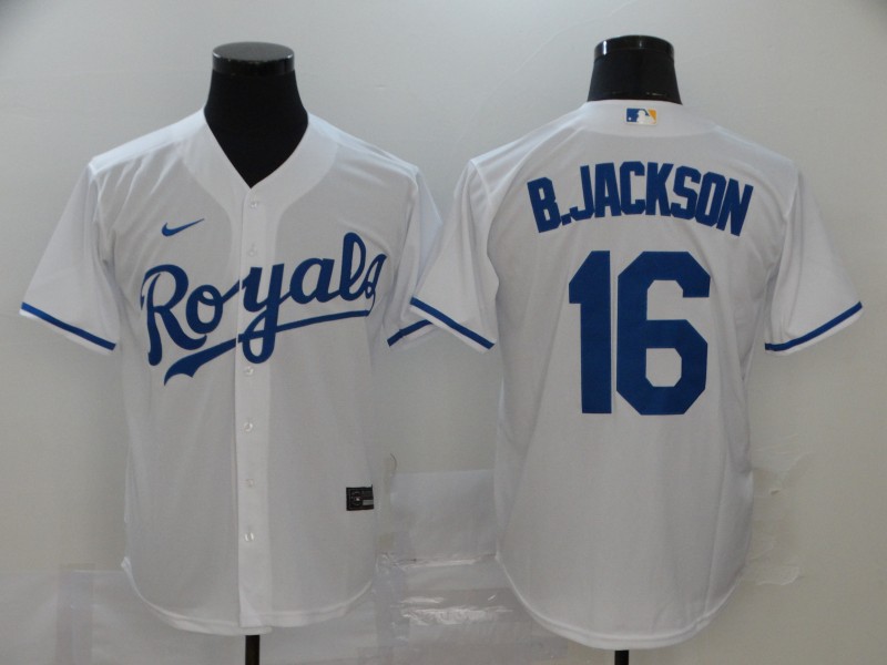 Men's Kansas City Royals #16 Bo Jackson White Cool Base Stitched MLB Jersey