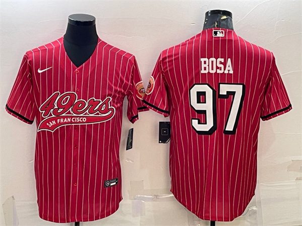 Men's San Francisco 49ers #97 Nick Bosa Red With Patch Cool Base ...
