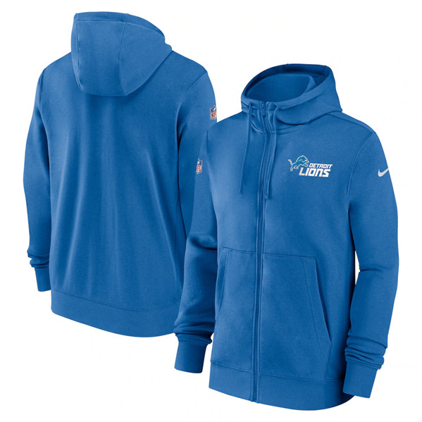 Nike Men's Detroit Lions Sideline Club Blue Pullover Hoodie