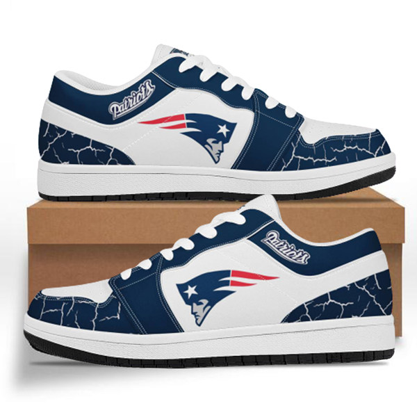Women's New England Patriots AJ Low Top Leather Sneakers 001
