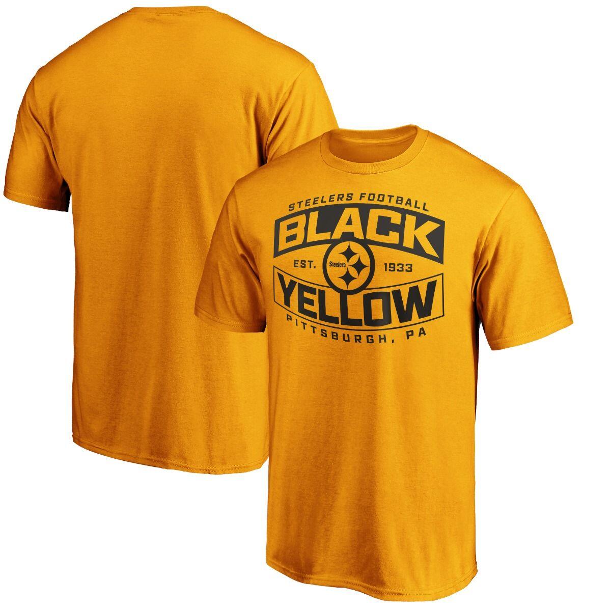 Men's Pittsburgh Steelers Black &Yellow Bars Short Sleeve Gold T-Shirt