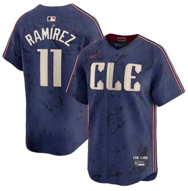 Men's Cleveland Guardians Customized Navy 2024 City Connect Limited Stitched Baseball Jersey