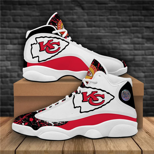 Women's Kansas City Chiefs AJ13 Series High Top Leather Sneakers 001