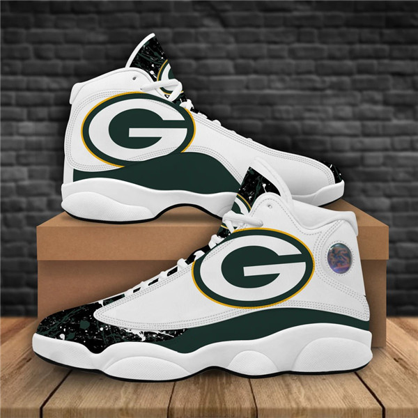 Women's Green Bay Packers AJ13 Series High Top Leather Sneakers 001