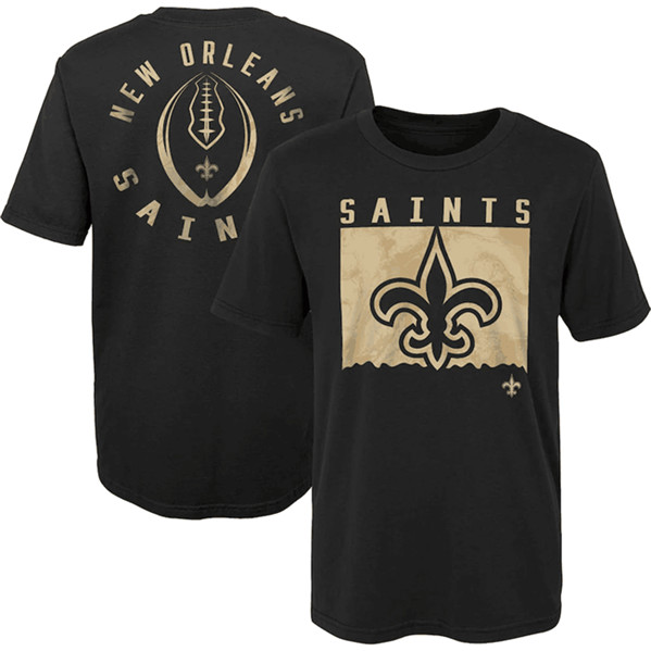 Men's New Orleans Saints Black Preschool Liquid Camo Logo T-Shirt ...