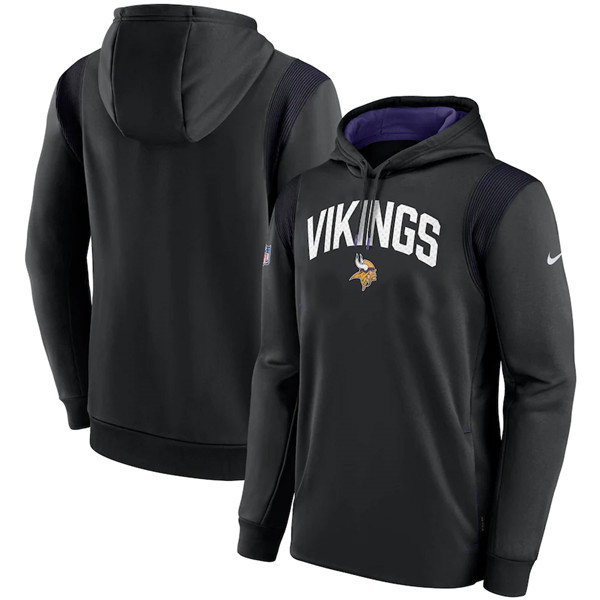 Men's Minnesota Vikings Black Sideline Stack Performance Pullover ...