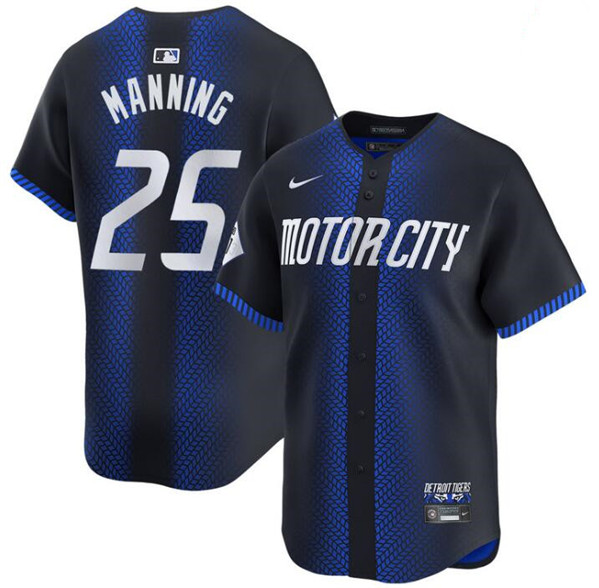 Men's Detroit Tigers #25 Matt Manning 2024 Navy City Connect Cool Base Limited Stitched Baseball Jersey