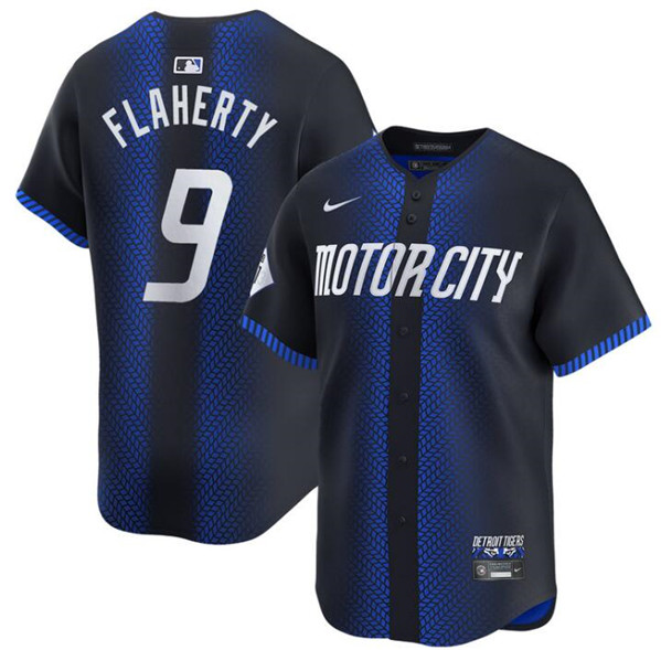 Men's Detroit Tigers #9 Jack Flaherty 2024 Navy City Connect Cool Base Limited Stitched Baseball Jersey