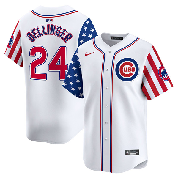 Men's Chicago Cubs #24 Cody Bellinger White 2024 Independence Day Vapor Limited Stitched Baseball Jersey