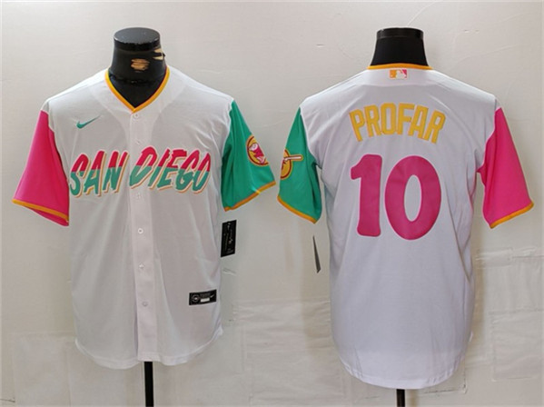 Men's San Diego Padres #10 Jurickson Profar White City Connect Cool Base Stitched Baseball Jersey