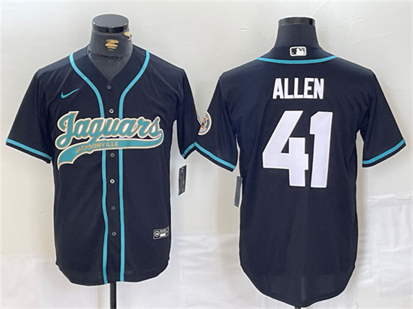 Men's Jacksonville Jaguars #41 Josh Allen Black With Patch Cool Base Baseball Stitched Jersey