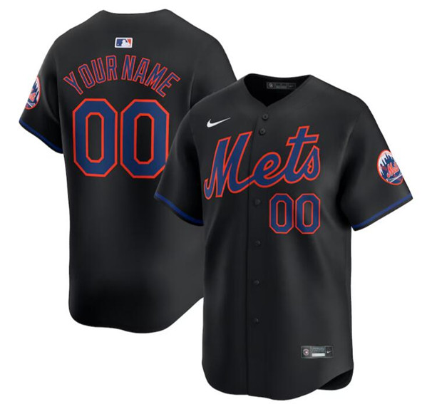 Women's New York Mets Active Player Custom Black 2024 Alternate Limited Stitched Jersey(Run Small)