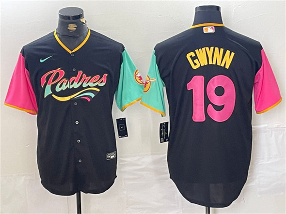Men's San Diego Padres #19 Tony Gwynn Black City Connect Cool Base Stitched Baseball Jersey