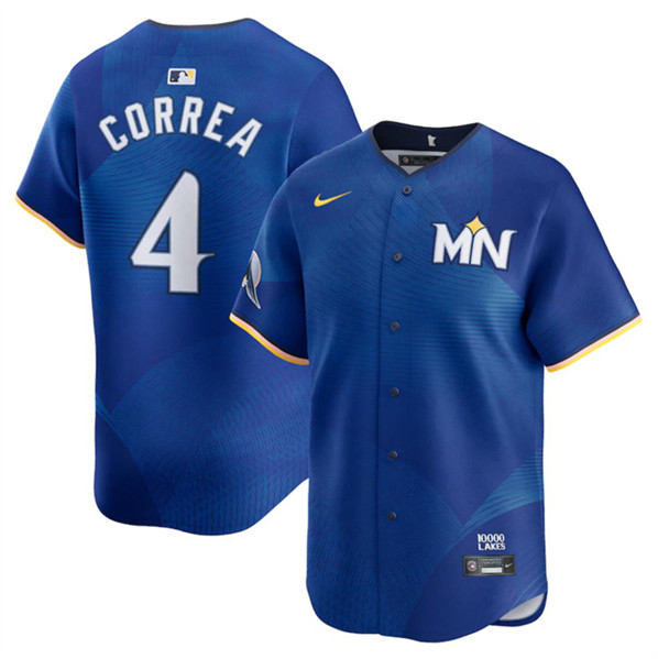 Men's Minnesota Twins #4 Carlos Correa Royal 2024 City Connect Limited Stitched Baseball Jersey