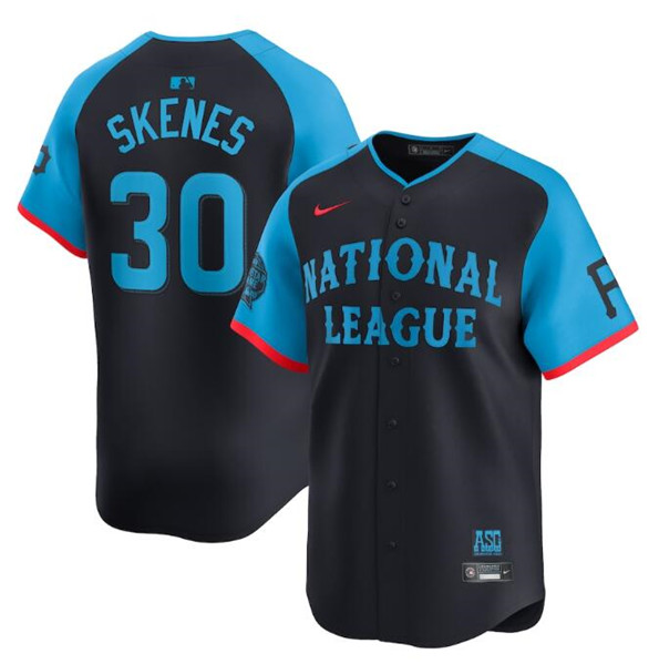 Men's National League #30 Paul Skenes Navy 2024 All-Star Limited Stitched Baseball Jersey