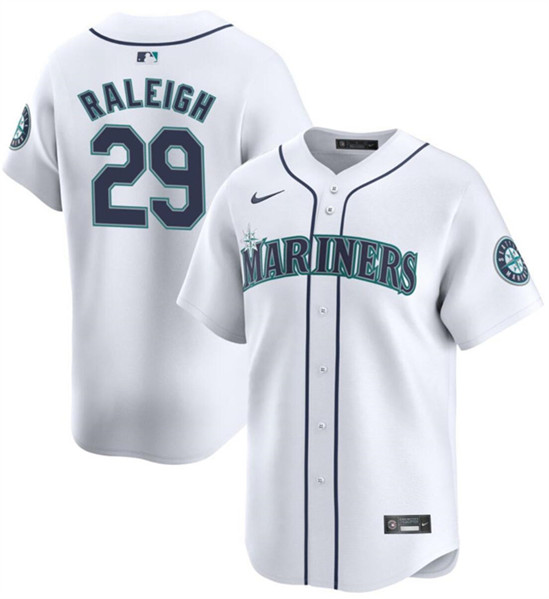 Men's Seattle Mariners #29 Cal Raleigh White 2024 Home Limited Stitched jersey