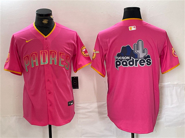 Men's San Diego Padres Team Big Logo Pink Cool Base Stitched Baseball Jersey