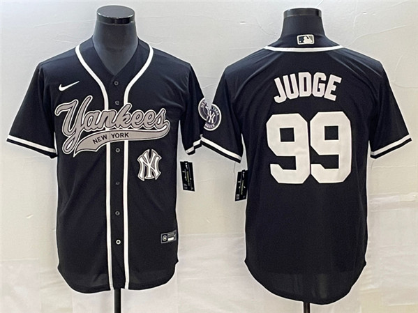Men's New York Yankees Customized Black With Patch Cool Base Stitched Baseball Jersey