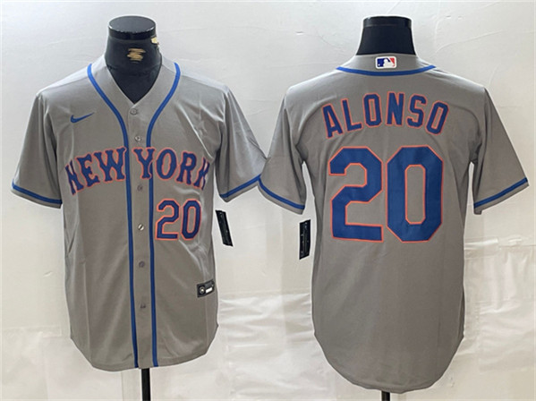 Men's New York Mets #20 Pete Alonso Gray Stitched Baseball Jersey