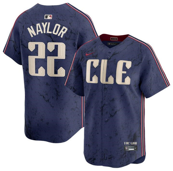 Men's Cleveland Guardians #22 Josh Naylor Navy 2024 City Connect Limited Stitched Jersey