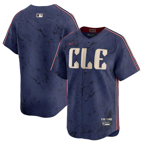 Men's Cleveland Guardians Blank Navy 2024 City Connect Limited Stitched Jersey