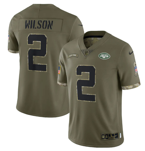 Men's New York Jets #2 Zach Wilson 2022 Olive Salute To Service Limited ...