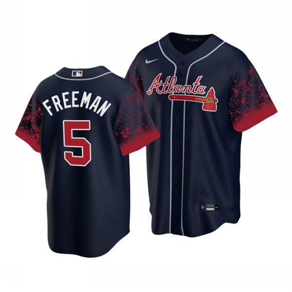 Men's Atlanta Braves #5 Freddie Freeman 2021 Navy Cool Base Stitched ...