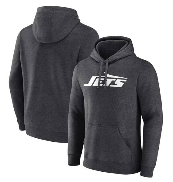 Men's New York Jets Heather Charcoal Primary Logo Pullover Hoodie