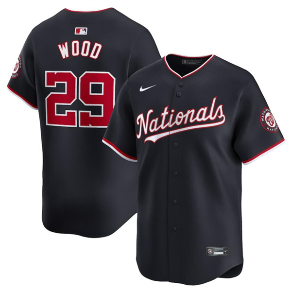 Men's Washington Nationals #29 James Wood Navy 2024 Alternate Limited Stitched Baseball Jersey