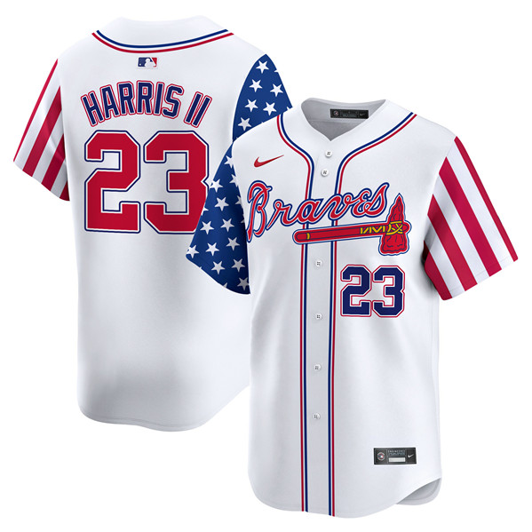 Men's Atlanta Braves #23 Michael Harris II White 2024 Independence Day Vapor Limited Stitched Baseball Jersey